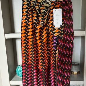 multicolour silk maxi skirt